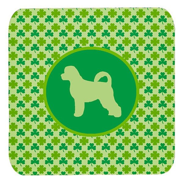 Carolines Treasures Portuguese Water Dog Lucky Shamrock Foam Coasters- Set of 4 SDK1090-C-FC